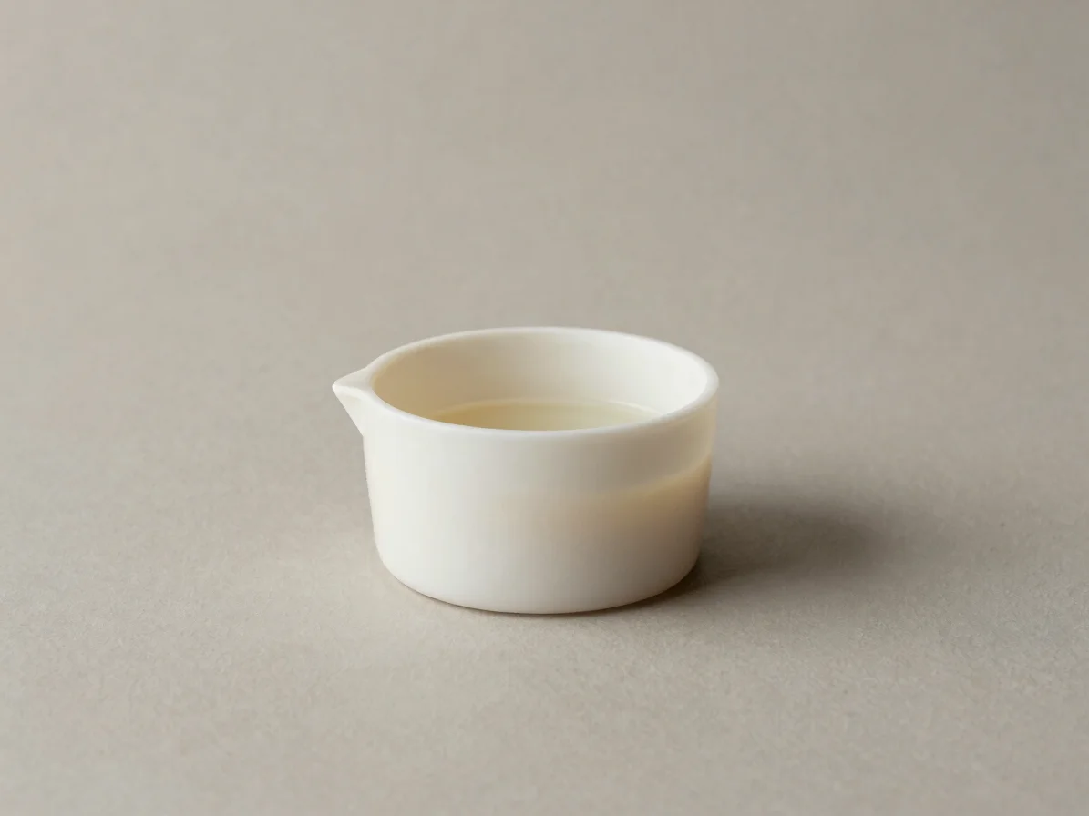 Clean studio product photograph of a wax melter on a neutral matte work surface, even studio lighting, controlled reflec