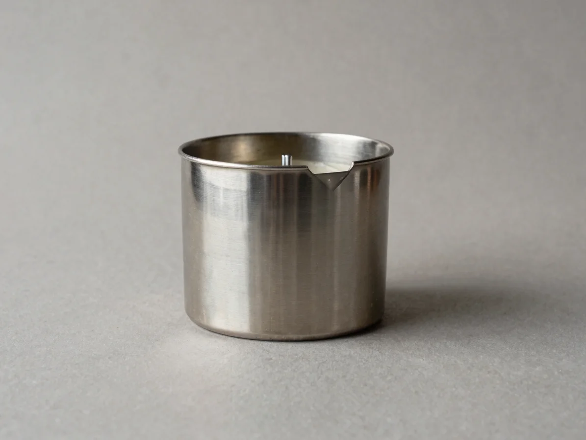 Clean studio product photograph of a wax melter on a neutral matte work surface, even lighting, controlled reflections o